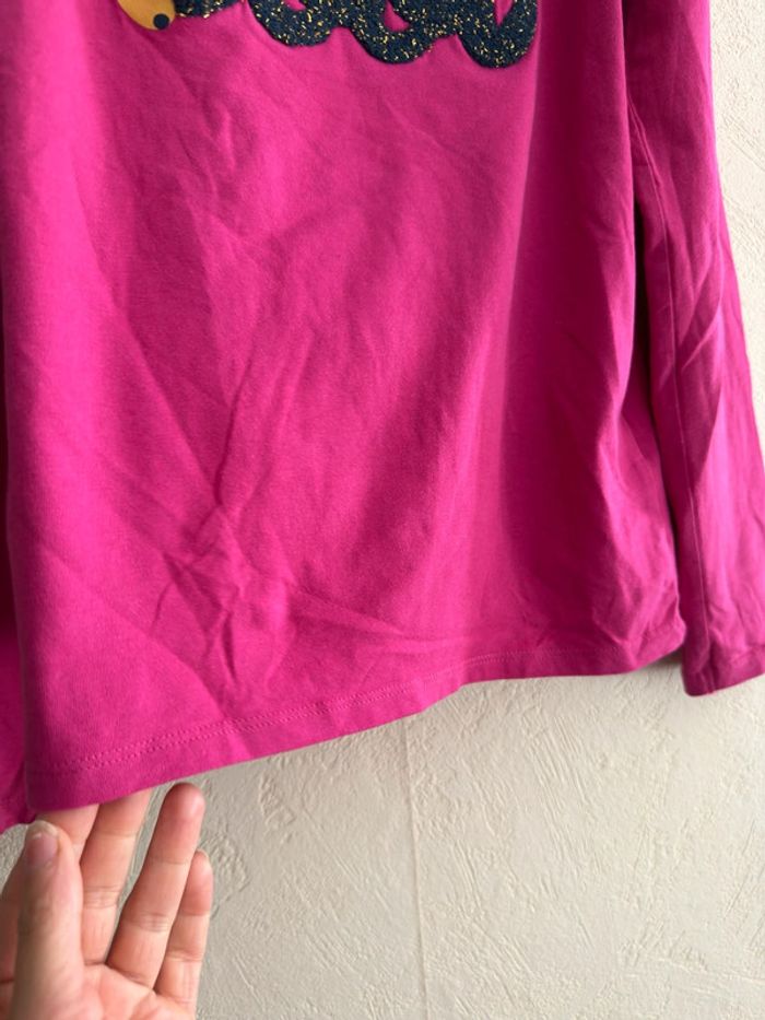 T-shirt rose col roulé en coton manches longues imprimée fille 10 ans comme neuf - photo numéro 4