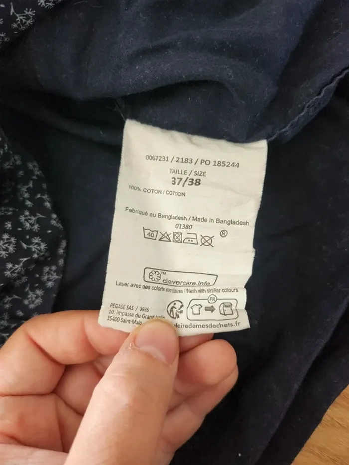 Chemise très bon état taille M LH bleue marine motifs branches coton - photo numéro 5