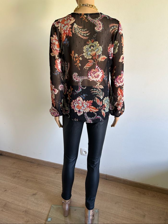Blouse imprimée transparente à manches longues Morgan taille 34 excellent état - photo numéro 6