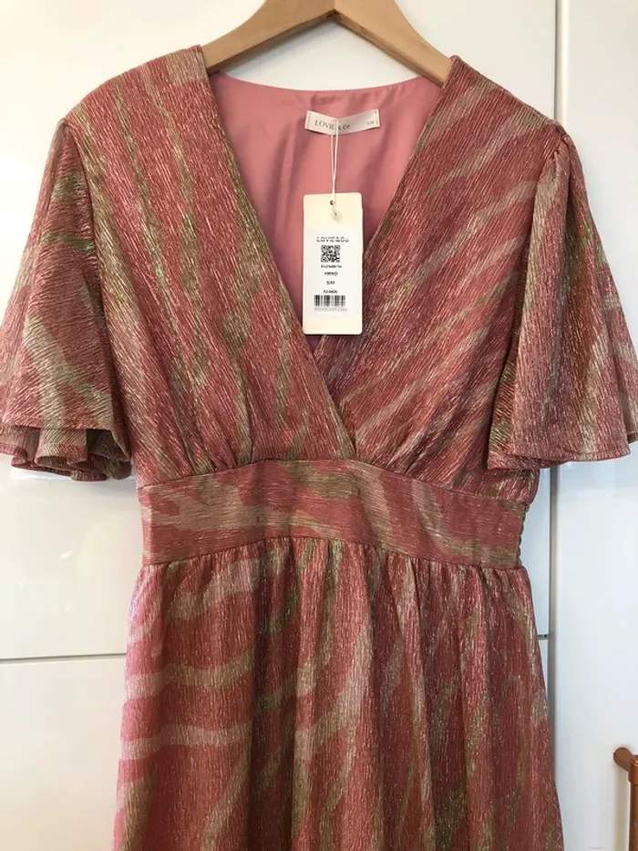 Robe longue d’été soirée rose élégante brillant