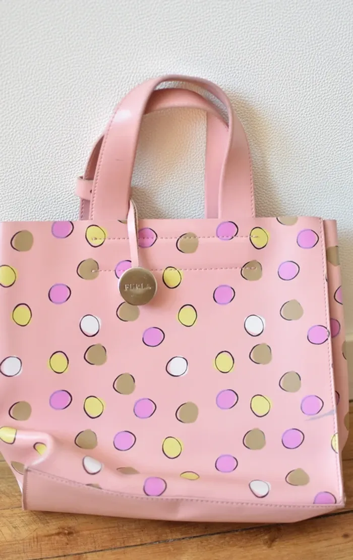 Sac Furla Rose à Pois - Bon état - photo numéro 5