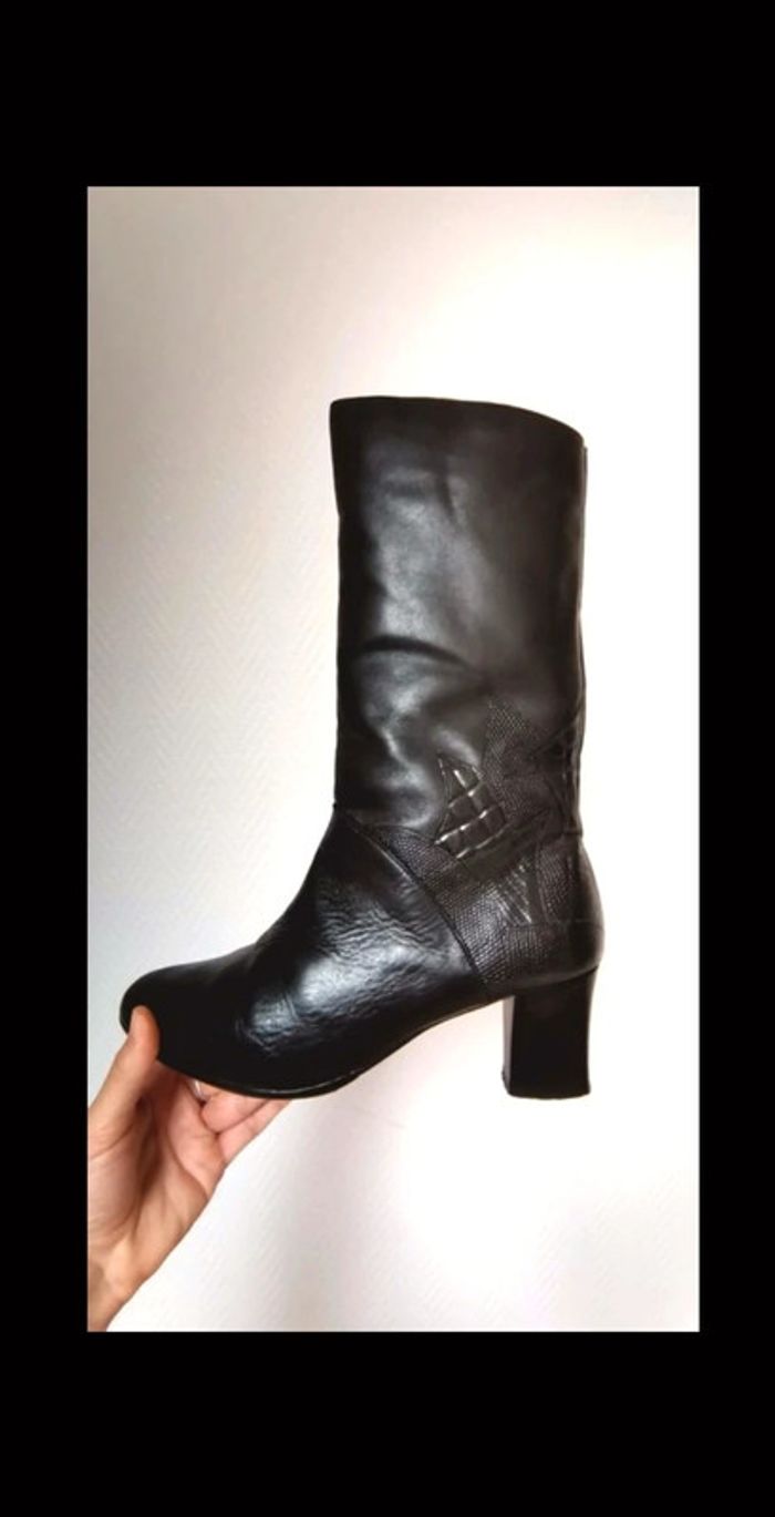 Très belle botte en cuir Noir | Vintage | Pièce unique - photo numéro 2