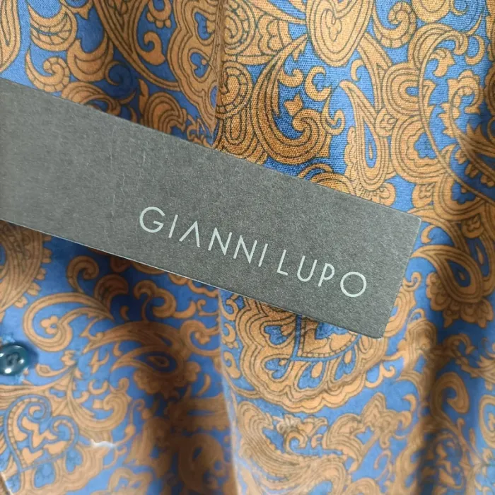 Chemise manches longues à motifs bleu et marron - baroque, cachemire - Taille S - A026 - photo numéro 5