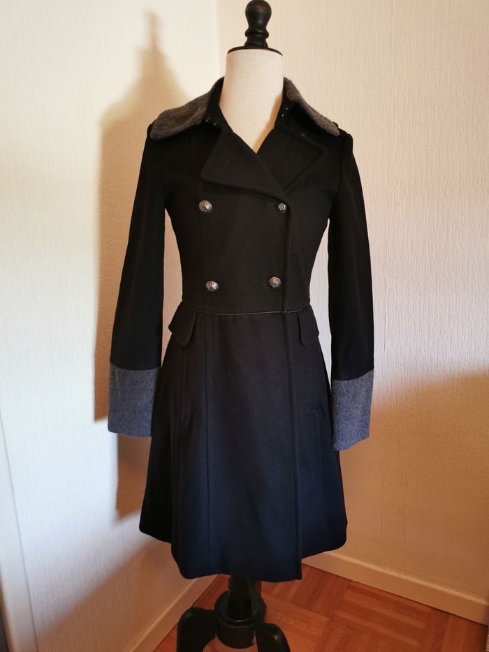 Manteau mi long noir et gris Mexx