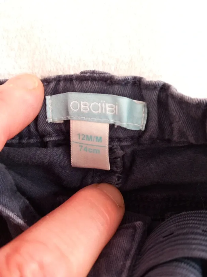 🚼pantalon jeans gris 1an Obaibi - photo numéro 3