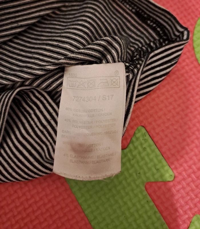 T-shirt manches longues rayures noir blanc chats, taille 6 mois (68 cm) - photo numéro 4