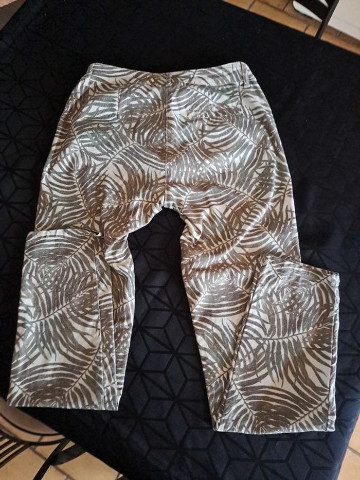 Pantalon original imprimé feuille de fougères taille haute 38 - photo numéro 3