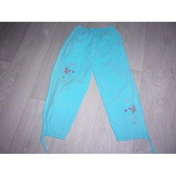 Pantacourt bleu turquoise broderies multicolores taille 12 ans BE