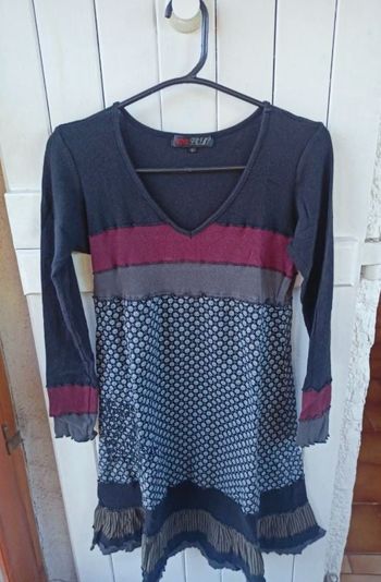 Robe manches longues bi matière frime S