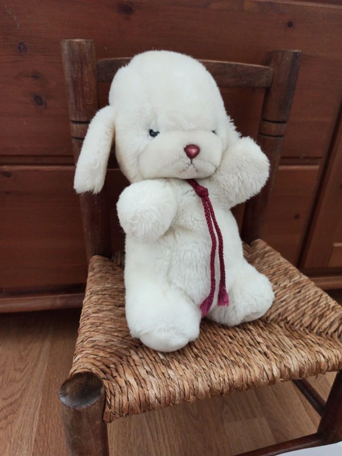 peluche vintage Gund chien blanc grelot - photo numéro 2