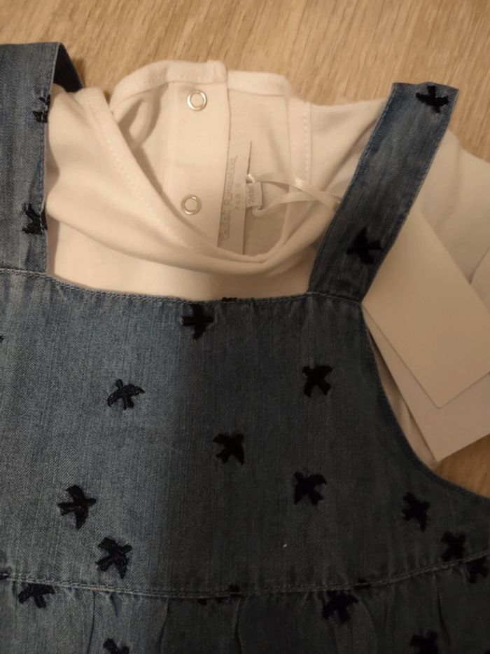 Ensemble Rania t-shirt + robe en jean oiseaux Cadet Rousselle - photo numéro 2