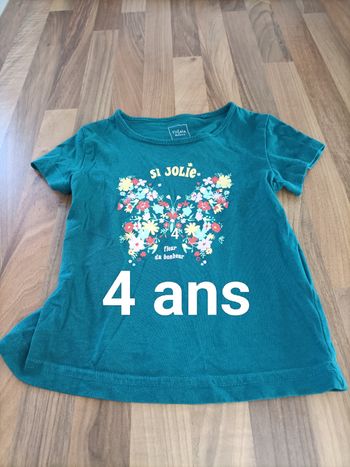 Tee-shirt vert papillon multicolore 4 ans Tissaia 