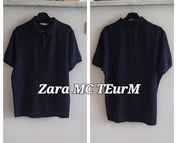 Zara Polo MC TEurM- Marine - En Maille- Regular Fit-  TBE
