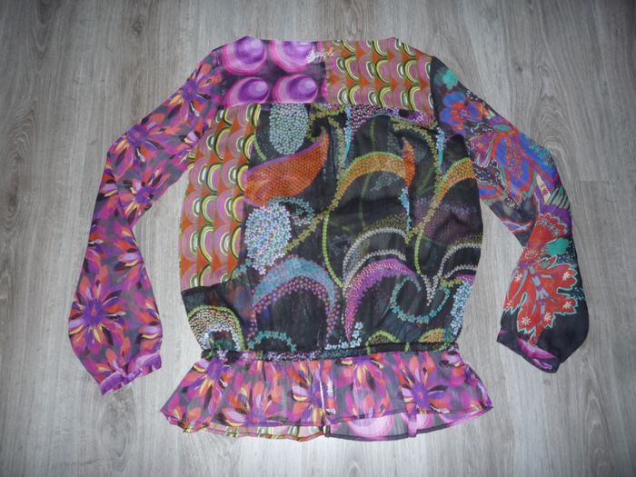 CHEMISIER ML NOIR AVEC MOTIFS MULTICOLORES "DESIGUAL" - TAILLE XL - n°01 - photo numéro 2