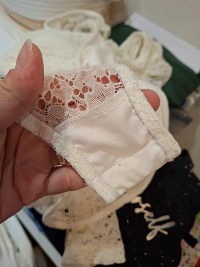 Haut manches longues blanc dentelles body bodie naf naf taille XS 36 - photo numéro 10
