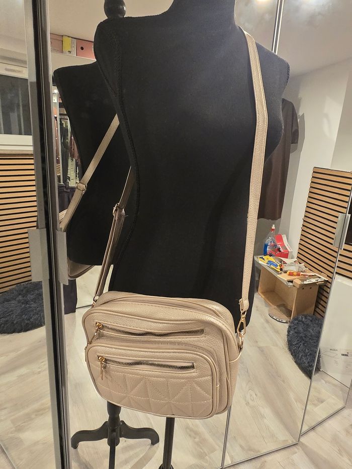 Sac à bandoulière réglable multi-poches doré - photo numéro 2