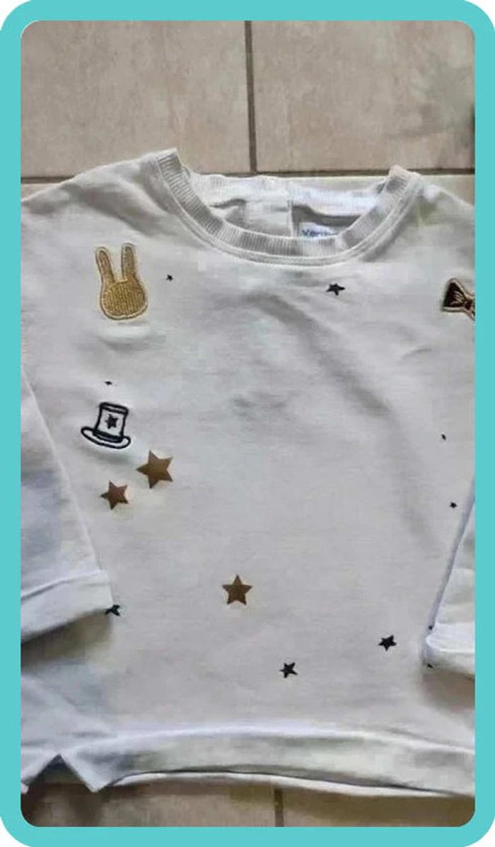 Joli petit sweat blanc étoiles 18 mois vertbaudet - photo numéro 2