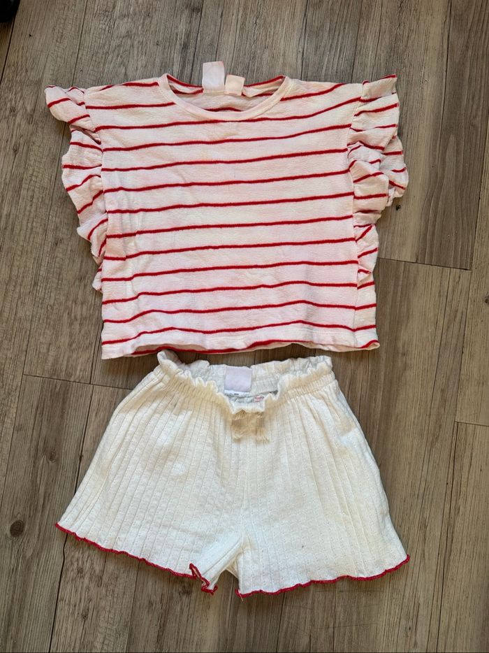 Ensemble short rayé blanc rouge Zara 3/4 ans fille