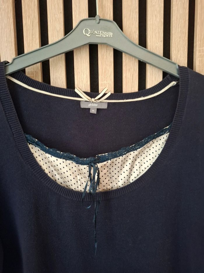 Pull bleu marine bohème Phildar T 42 - photo numéro 13