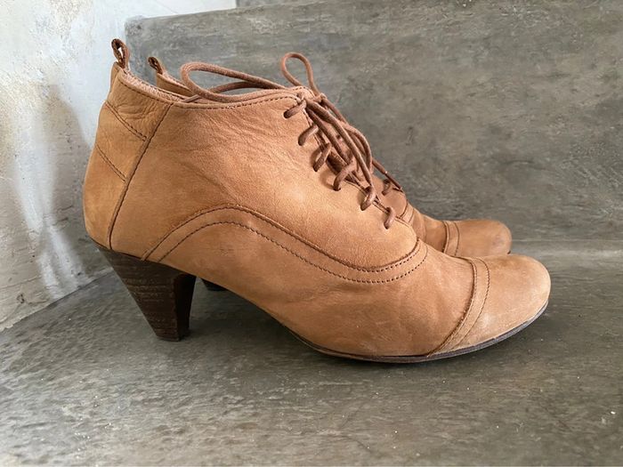 Bottines en cuir daim beige camel San Marina 37 - photo numéro 7