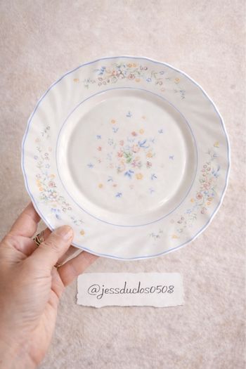 🌸 Lot de 6 assiettes Arcopal vintage – décor floral pastel & liseré bleu – Ø 20 cm