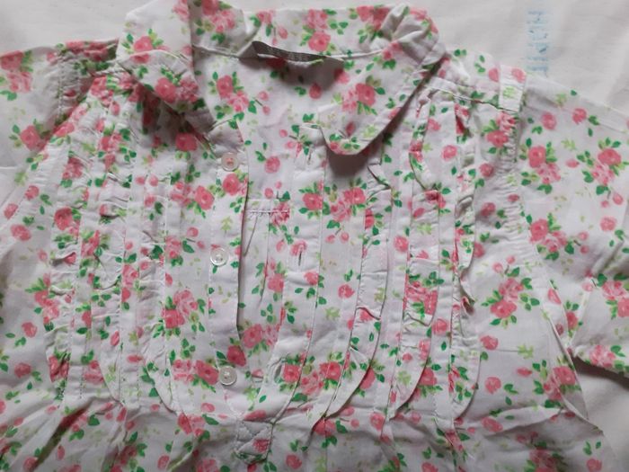 Tunique blanche motif fleurs roses - photo numéro 2