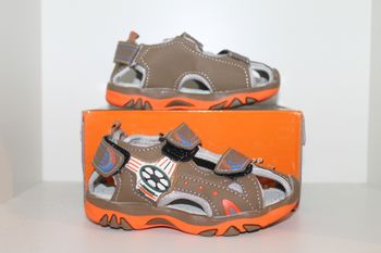 sandales nus pieds marron et orange 28