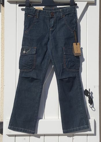 Pantalon jean travaillé bleu foncé IKKS neuf avec étiquette taille 8 ans