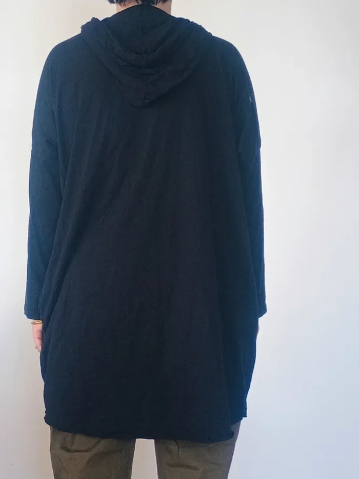 Sweatshirt long à capuche noir avec imprimé graphique TU - photo numéro 3