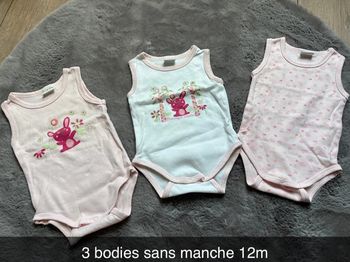 Lot 3 bodies sans manches 12m