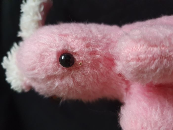 Ancienne Peluche lapin rose et blanc Hauteur 27 cm - photo numéro 9