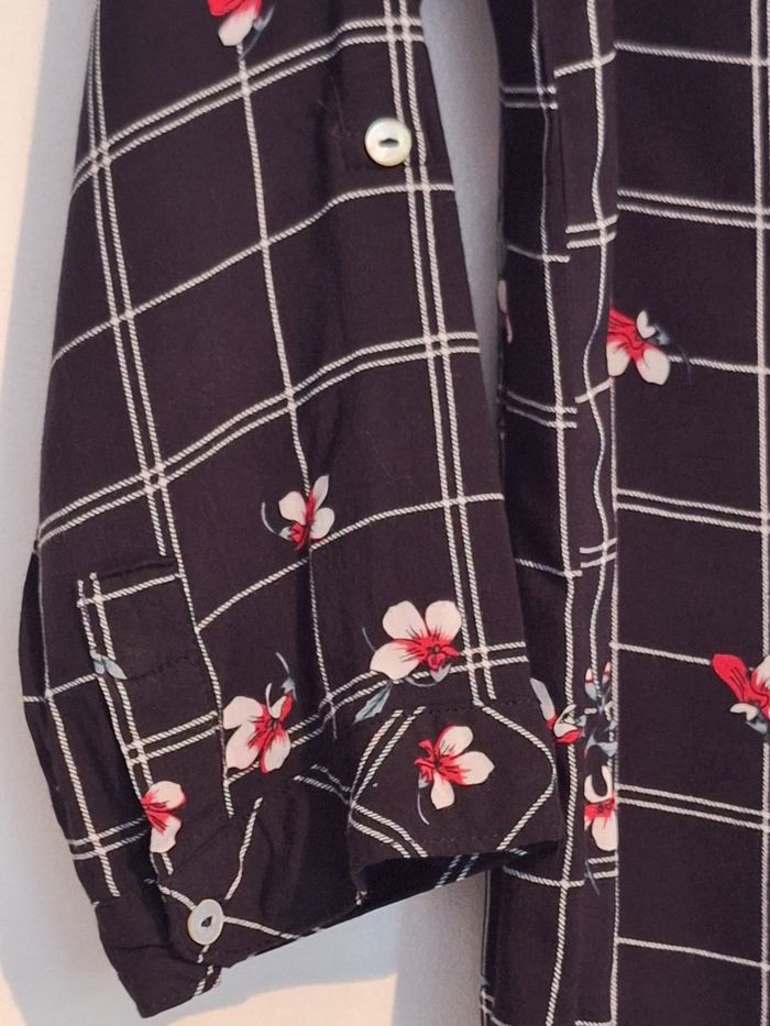 Chemise imprimée carreaux et fleurs manches 3/4 - photo numéro 4