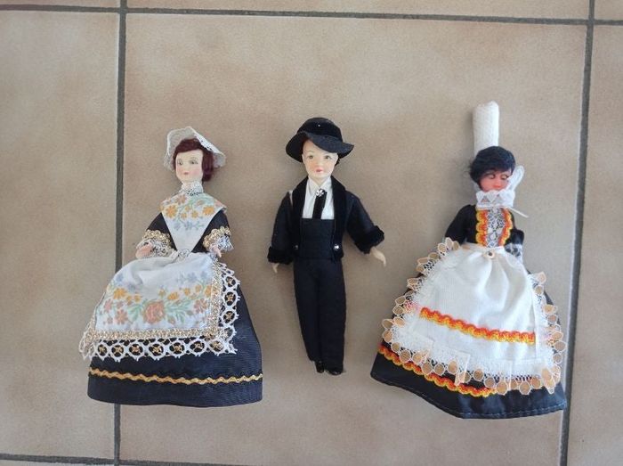 Lot de 3 santons bretons