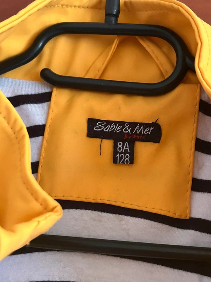 Veste imperméable jaune marinière 8 ans Sable & Mer - photo numéro 2