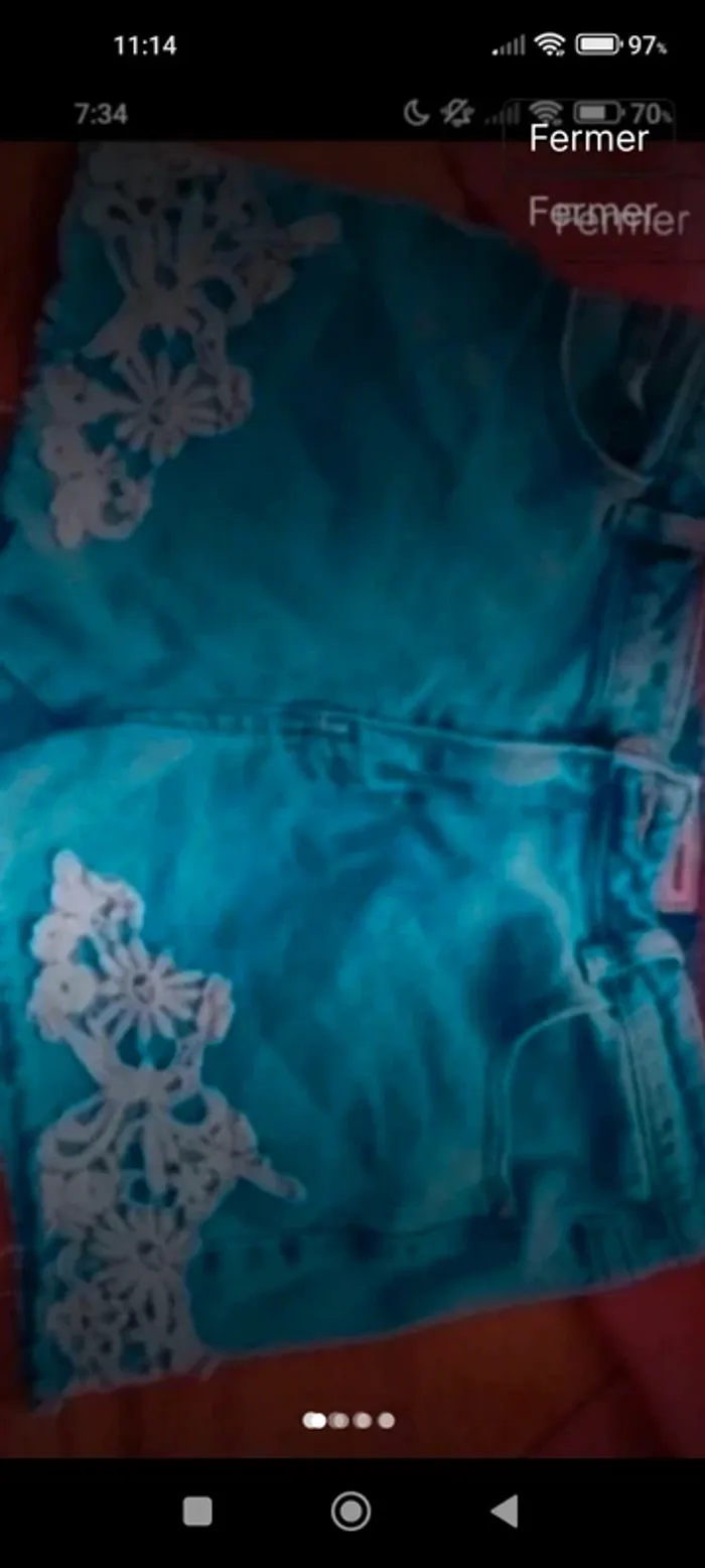 Short en jean avec dentelle - photo numéro 2
