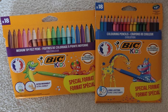 Crayons de couleur et feutre de couleur Bic
