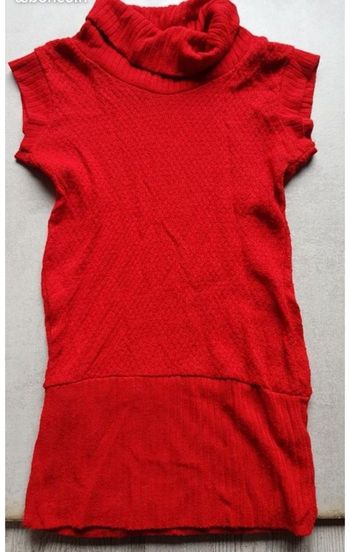 Pull col rouler manche courte rouge taille 38
