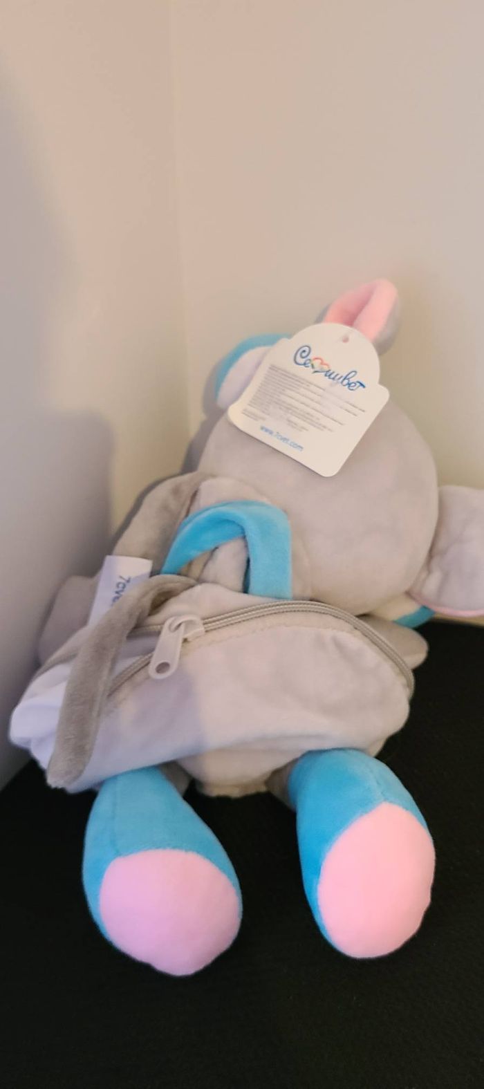 Peluche range pyjama - Souris grise et bleue - photo numéro 5