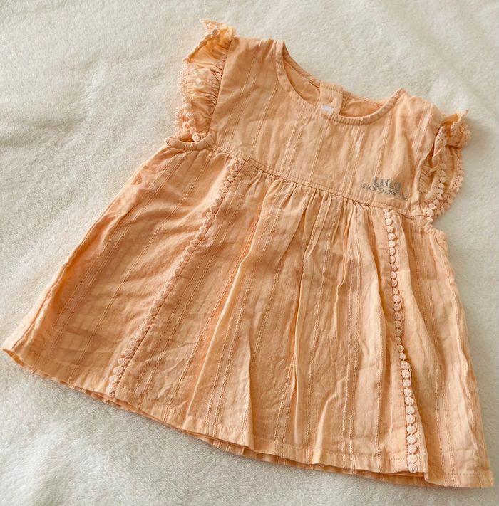 Chemise / tee shirt manche courte Lulu Castagnette 18 mois orange clair - photo numéro 2