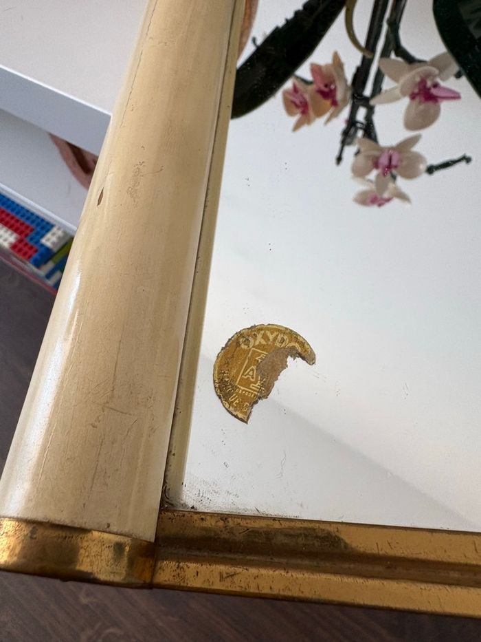 Plateau de service parchemin miroir art deco - bon état - photo numéro 3