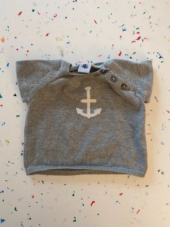 Pull gris avec ancre Petit Bateau 6 mois