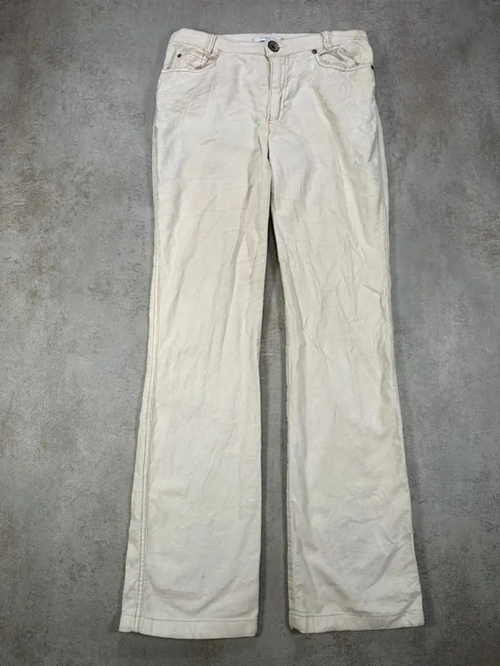 Pantalon Vintage En Velours Côtelé / Corduroy marella beige - photo numéro 2