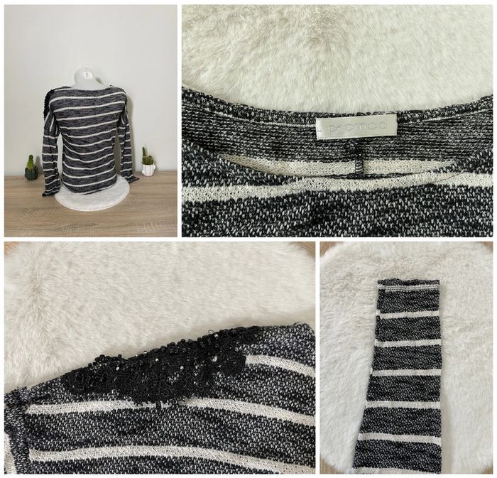 Pull fin à rayures noires et blanches et épaulettes Promod - photo numéro 2