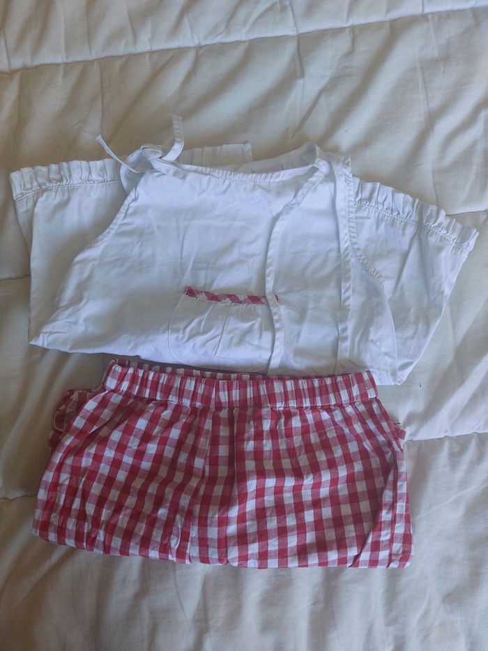Ensemble short débardeur bébé fille taille 12mois - photo numéro 2