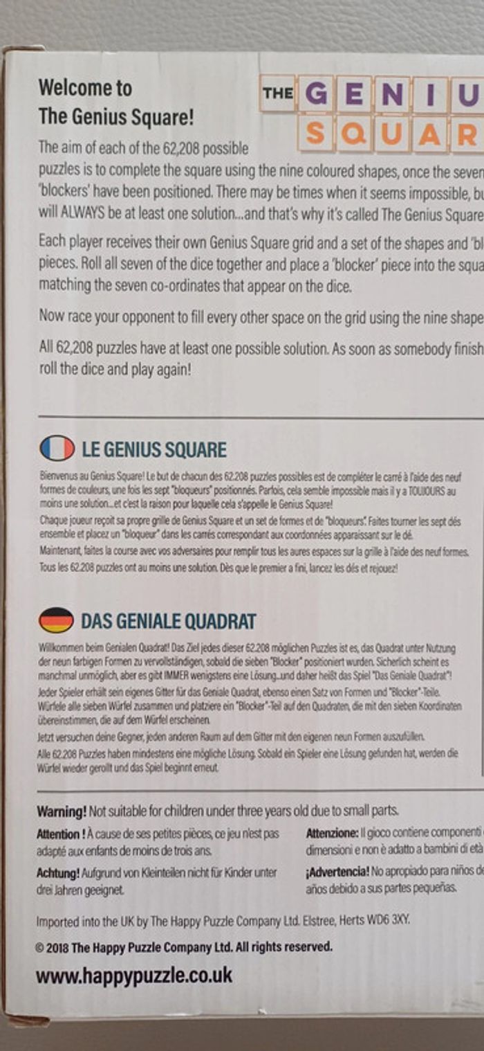 Genius Square The Happy Puzzle Company/Smartgames complet et neuf ( boite scellée) 6 ans+ - photo numéro 5