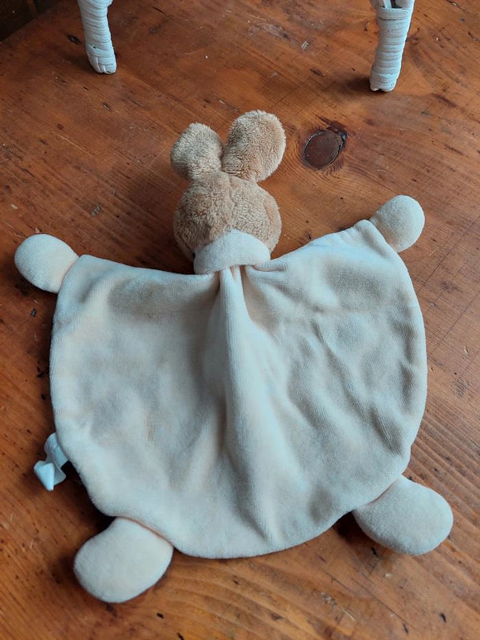 Doudou plat lapin rayé bleu marine - photo numéro 4