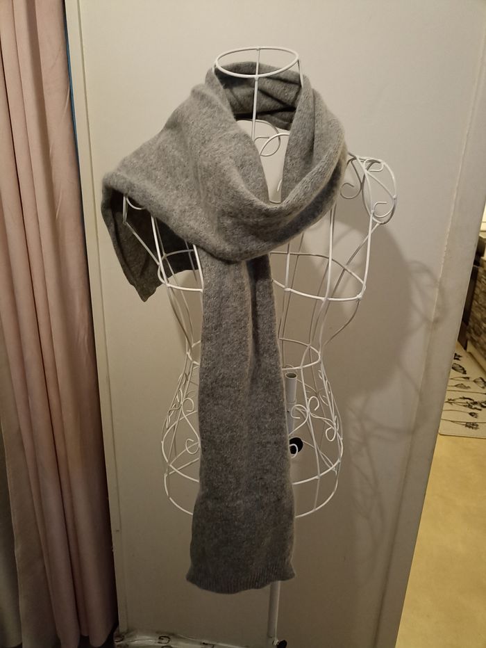 Écharpe douce et chaude Mim - Laine & Angora - Gris chiné - photo numéro 3