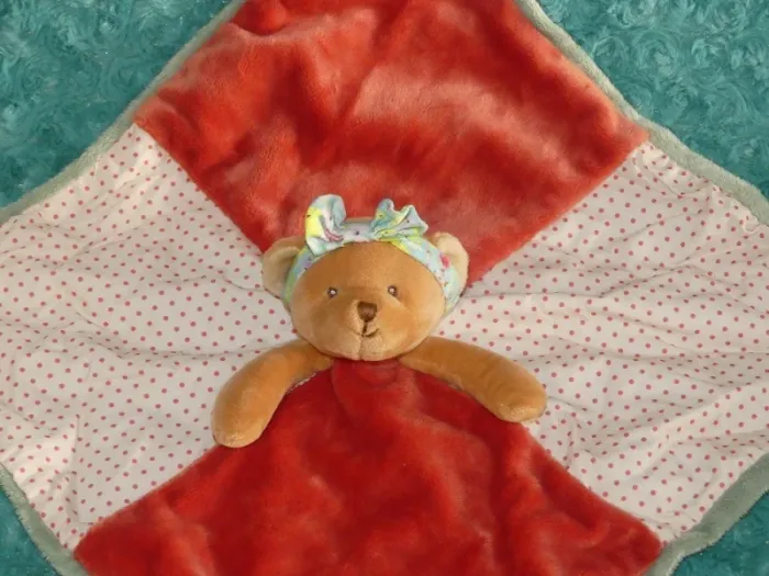 Doudou plat ours rouge vert bukowski  Happy Meli 🧸neuf - photo numéro 2