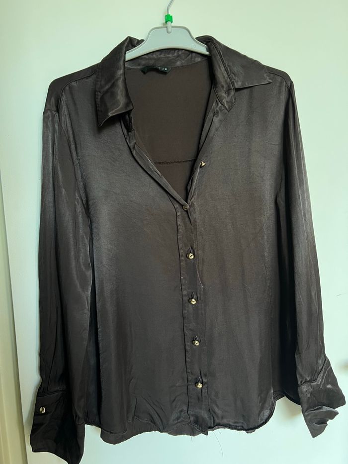 Chemise en satin marron - photo numéro 2