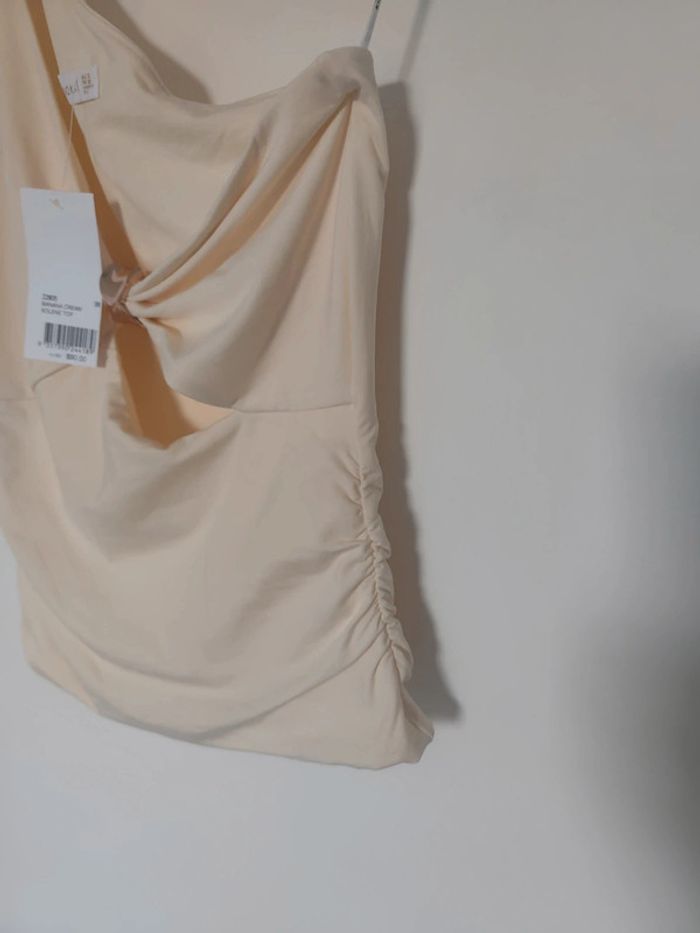 Top débardeur Kookai SOLENE crème 38 one shoulder avec détail doré - photo numéro 4